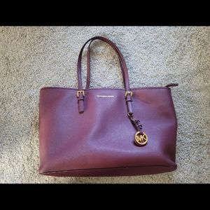 Michael Kors Burgundy Jet Set Laptop tote